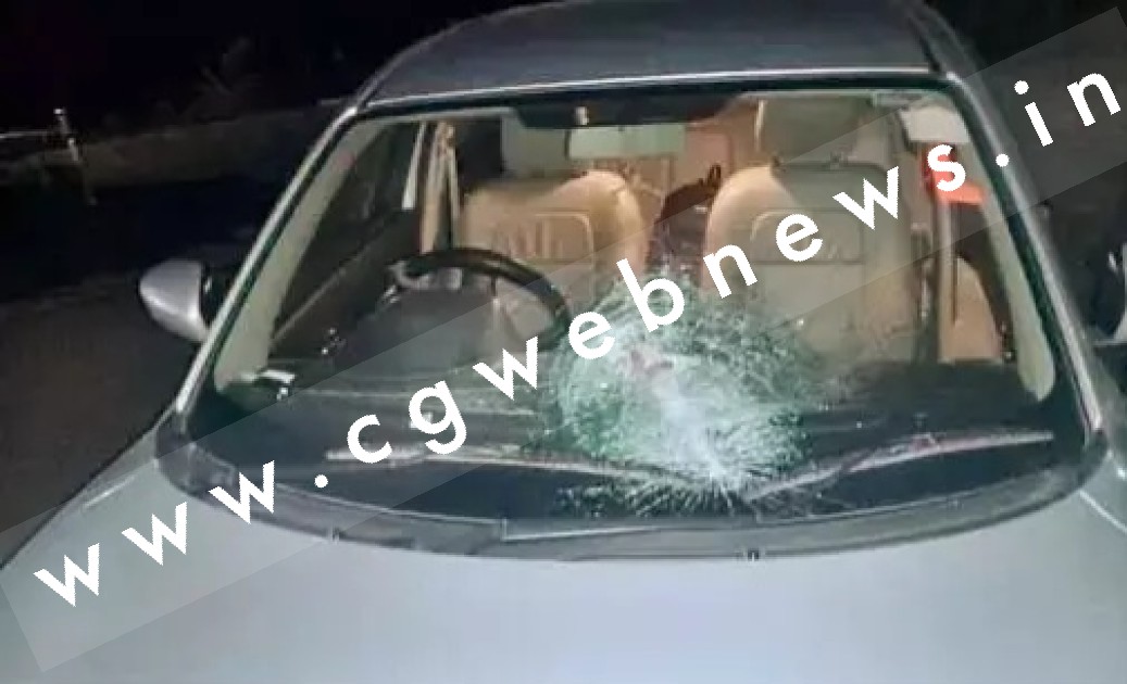 छत्तीसगढ़ - भाजपा जिला उपाध्यक्ष संतोषी साहू की कार पर हमला , नकाबपोश बदमाशों ने किया पथराव