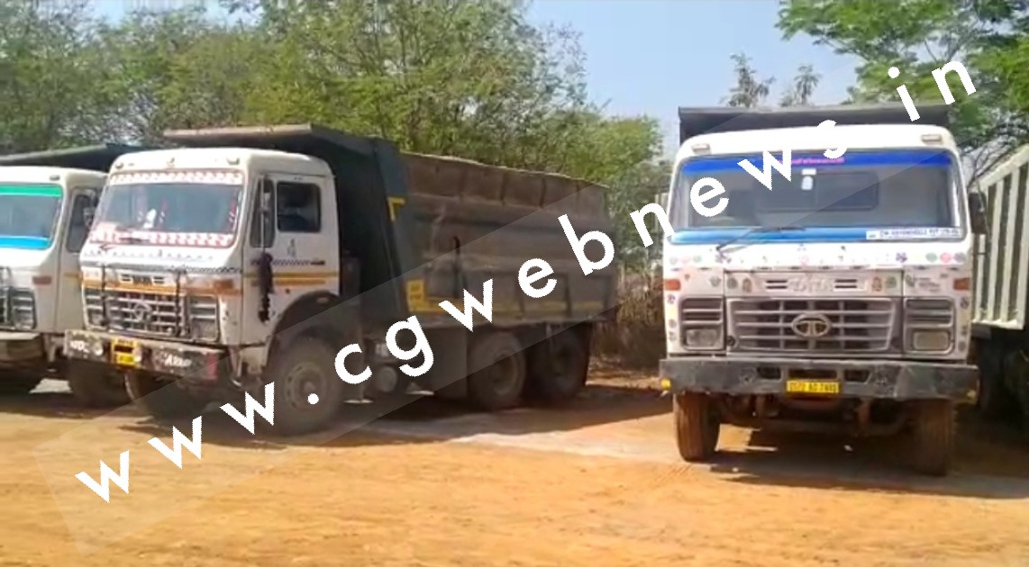 जांजगीर चाम्पा - खनिज और पुलिस विभाग की ताबड़तोड़ कार्यवाही , अवैध खनिज परिवहन करते  34 वाहन जप्त